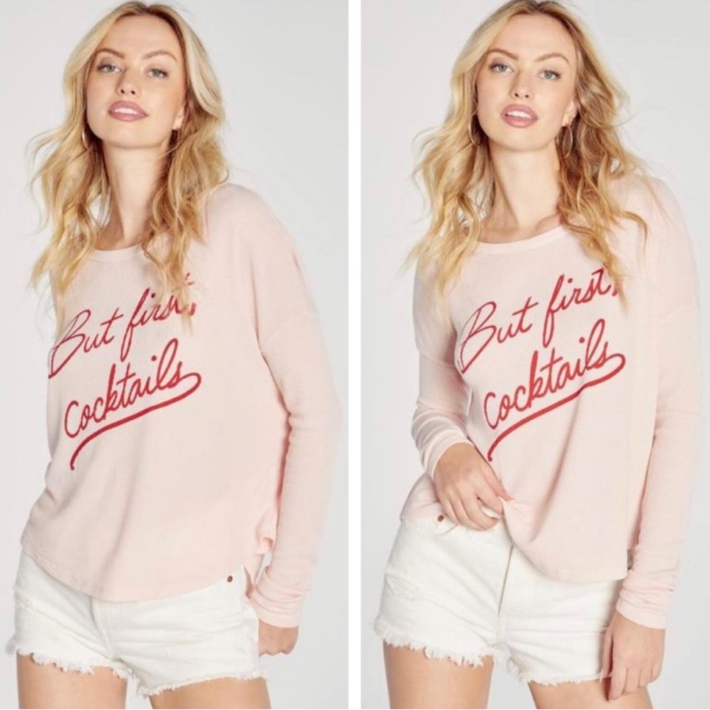 Wildfox Pink 'But First, Cocktails' Top